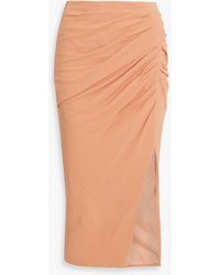 Jonathan Simkhai - Hayden Ruched Cotton-blend Midi Skirt - Lyst