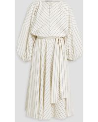Palmer//Harding - Renew Belted Striped Cotton-poplin Midi Dress - Lyst