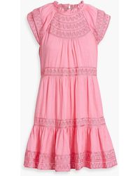 Veronica Beard - Keely Tiered Embroidered Ramie-Gauze Mini Dress - Lyst