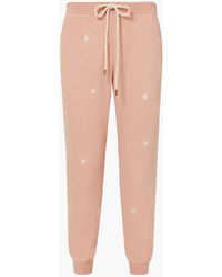 The Great - The Cropped Embroidered Slub Cotton-jersey Track Pants - Lyst