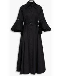 Palmer//Harding - Belted Cotton-poplin Midi Shirt Dress - Lyst