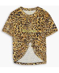 Rabanne - Embellished Leopard-print Cotton-jersey T-shirt - Lyst