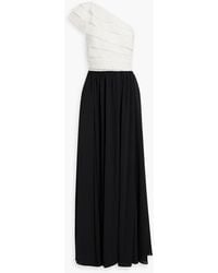 Mikael Aghal - One-shoulder Ruffled Broderie Anglaise And Chiffon Gown - Lyst