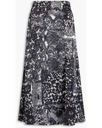 Ganni - Floral-print Crinkled Satin Midi Skirt - Lyst