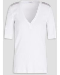 Brunello Cucinelli - Bead-embellished Ribbed Cotton Top - Lyst