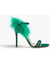 Gianvito Rossi - Feather-embellished Suede Sandals - Lyst