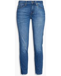 7 For All Mankind - Roxanne Cropped High-rise Slim-leg Jeans - Lyst