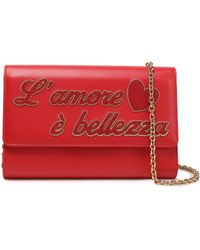 Dolce & Gabbana Appliquéd Leather Clutch Red
