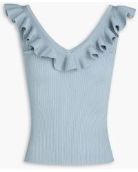 Zimmermann - Ruffled Metallic Ribbed-Knit Top - Lyst