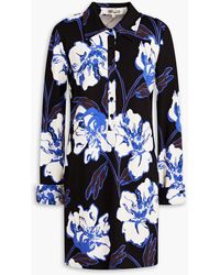 Diane von Furstenberg - Alarica Floral-print Jersey Mini Shirt Dress - Lyst