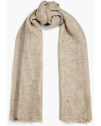 Brunello Cucinelli - Schal aus gaze aus einer leinenmischung mit metallic-effekt und fransen - Lyst