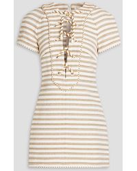 Zimmermann - Lace-up Striped Cotton-blend Mini Dress - Lyst