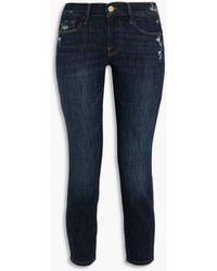 FRAME - Le Garcon Cropped Distressed Mid-rise Skinny Jeans - Lyst
