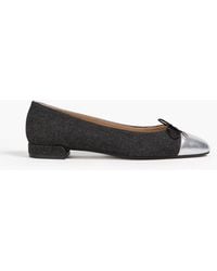 Stuart Weitzman - Sleek Metallic Leather-trimmed Denim Ballet Flats - Lyst