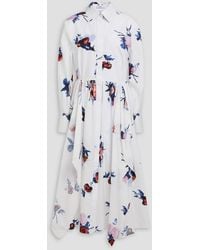 Erdem - Floral-print Cotton-poplin Midi Shirt Dress - Lyst