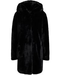 DKNY Faux Fur Hooded Coat - Black