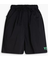 Y-3 - Gathered Logo-print Twill Shorts - Lyst