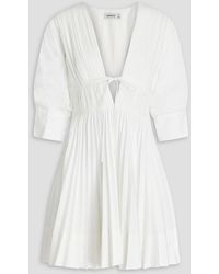Jonathan Simkhai - Steph Pleated Cotton-blend Poplin Mini Dress - Lyst