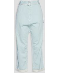 Denimist - Belted Cropped Striped Cotton-twill Straight-leg Pants - Lyst
