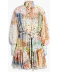 Zimmermann - Paisley-print Cotton And Silk-blend Georgette Mini Shirt Dress - Lyst