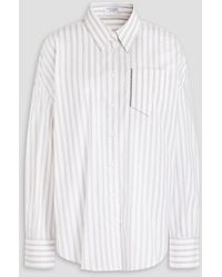 Brunello Cucinelli - Hemd aus popeline aus stretch-baumwolle mit streifen - Lyst