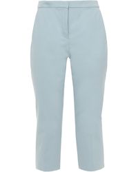 Theory Cropped Cotton-blend Slim-leg Trousers - Blue
