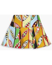 PUCCI - Pleated Printed Silk-twill Mini Skirt - Lyst
