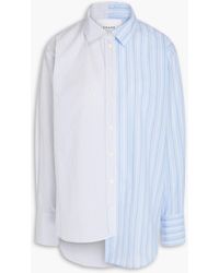 FRAME - Asymmetric Two-tone Striped Cotton-poplin Shirt - Lyst