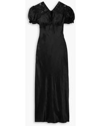 Jason Wu - Lace-trimmed Crinkled-satin Midi Dress - Lyst