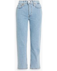 RE/DONE - Cropped Frayed Mid-rise Straight-leg Jeans - Lyst