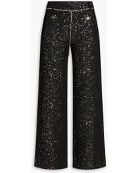 Maje - Belted Sequined Tweed Straight-leg Pants - Lyst