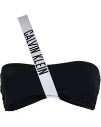 Calvin Klein One-shoulder Jacquard-trimmed Bandeau Bikini Top - Black