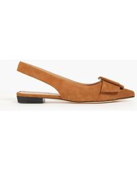 Sergio Rossi - Milano Mia Buckle-embellished Suede Slingback Pointed-toe Flats - Lyst