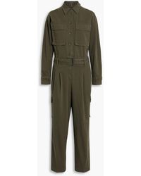 Luisa Cerano - Belted Pleated Cotton-blend Canvas Jumpsuit - Lyst
