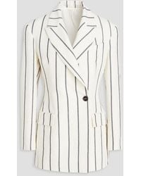 Brunello Cucinelli - Double-breasted Striped Linen And Cotton-blend Blazer - Lyst