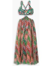 PATBO - Wave maxikleid aus bedrucktem jersey und chiffon mit cut-outs - Lyst