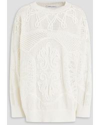 Alberta Ferretti - Pointelle-knit Cotton Sweater - Lyst