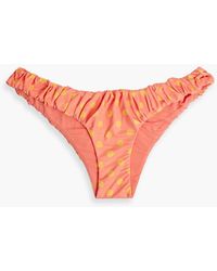 Caroline Constas - Dorit tief sitzendes bikini-höschen mit polka-dots und raffung - Lyst