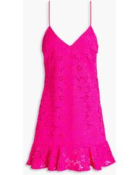 ROTATE BIRGER CHRISTENSEN - Ruffled Corded Lace Mini Dress - Lyst