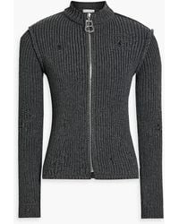 JW Anderson - Distressed Ribbed Cotton-blend Zip-up Cardigan - Lyst