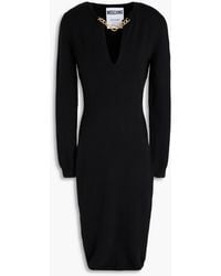 Moschino - Chain-embellished Wool Midi Dress - Lyst