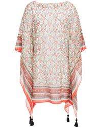Tory Burch Tasselled Printed Cotton And Silk-blend Voile Kaftan - Multicolour
