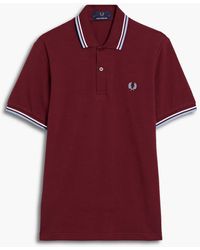 Fred Perry Embroidered Cotton-piqué Polo Shirt in Black for Men | Lyst