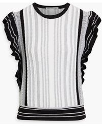 Autumn Cashmere - Ruffled Striped Jacquard-Knit Cotton Top - Lyst