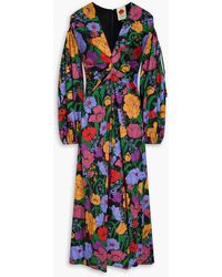 FARM Rio - Cutout Floral-Print Cotton-Sateen Midi Dress - Lyst