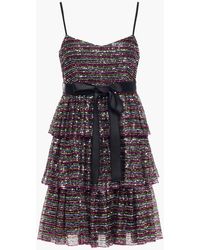 RED Valentino - Tiered Sequined Tulle Mini Dress - Lyst