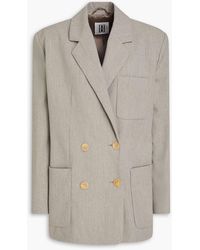 By Malene Birger - Railey Double-breasted Slub Woven Blazer - Lyst