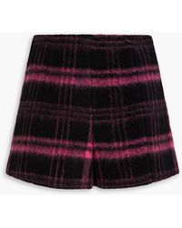 RED Valentino - Checked Wool-blend Felt Mini Shorts - Lyst
