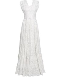 Dolce & Gabbana Pleated Cotton-blend Corded Lace Gown Ivory - White