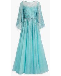 Jenny Packham - Hestia Cape-effect Embellished Tulle Gown - Lyst